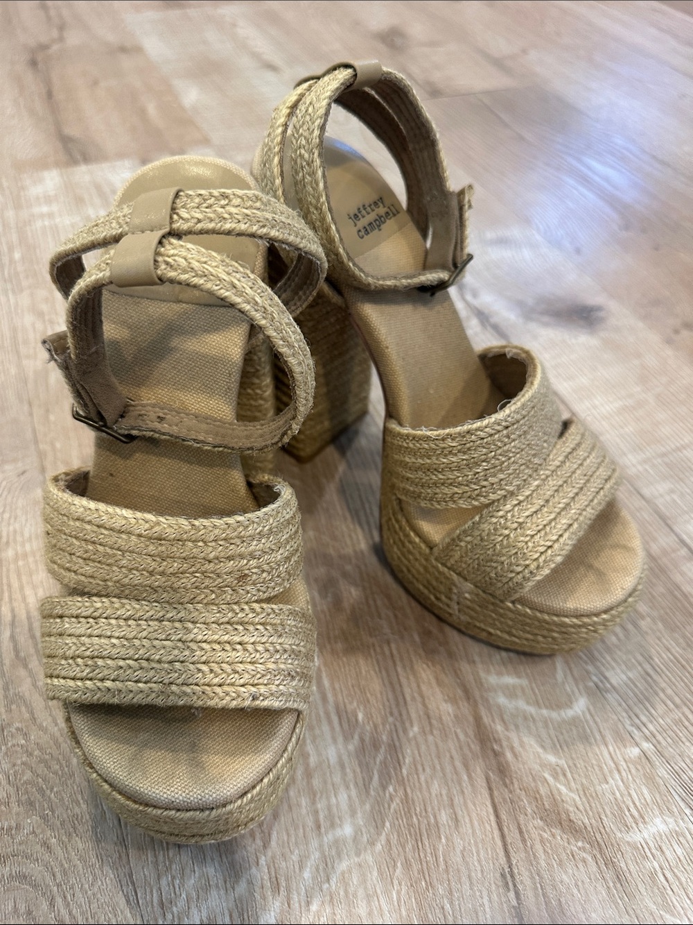 Jeffrey Campbell Braided Tan Platform Heels